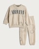 image 4 of Nirvana Smiley Print Sweatshirt and Joggers Set in Cream