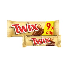 Twix Caramel & Milk Chocolate Fingers Biscuit Twin Bars 9 x 40g 
