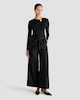 image 2 of F&F Satin Wide Leg Tie Waist Trousers in Black