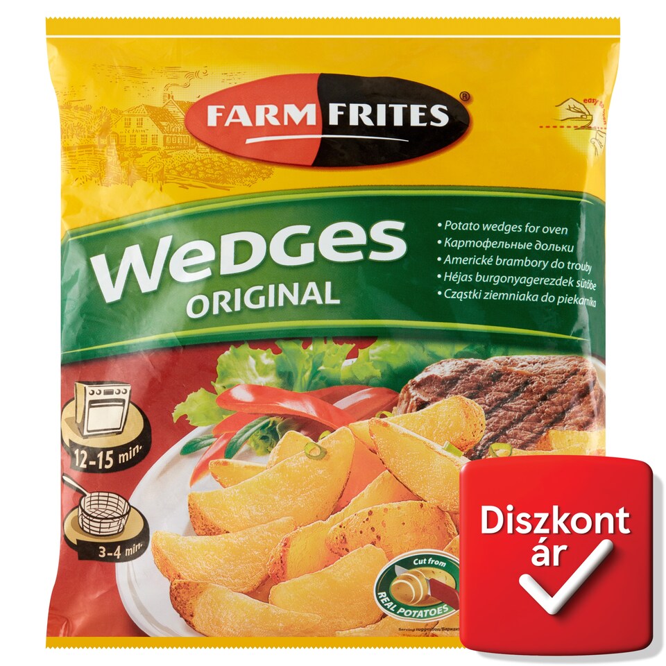 Farm Frites elősütött, gyorsfagyasztott, félkész héjas burgonyagerezdek sütőbe 600 g