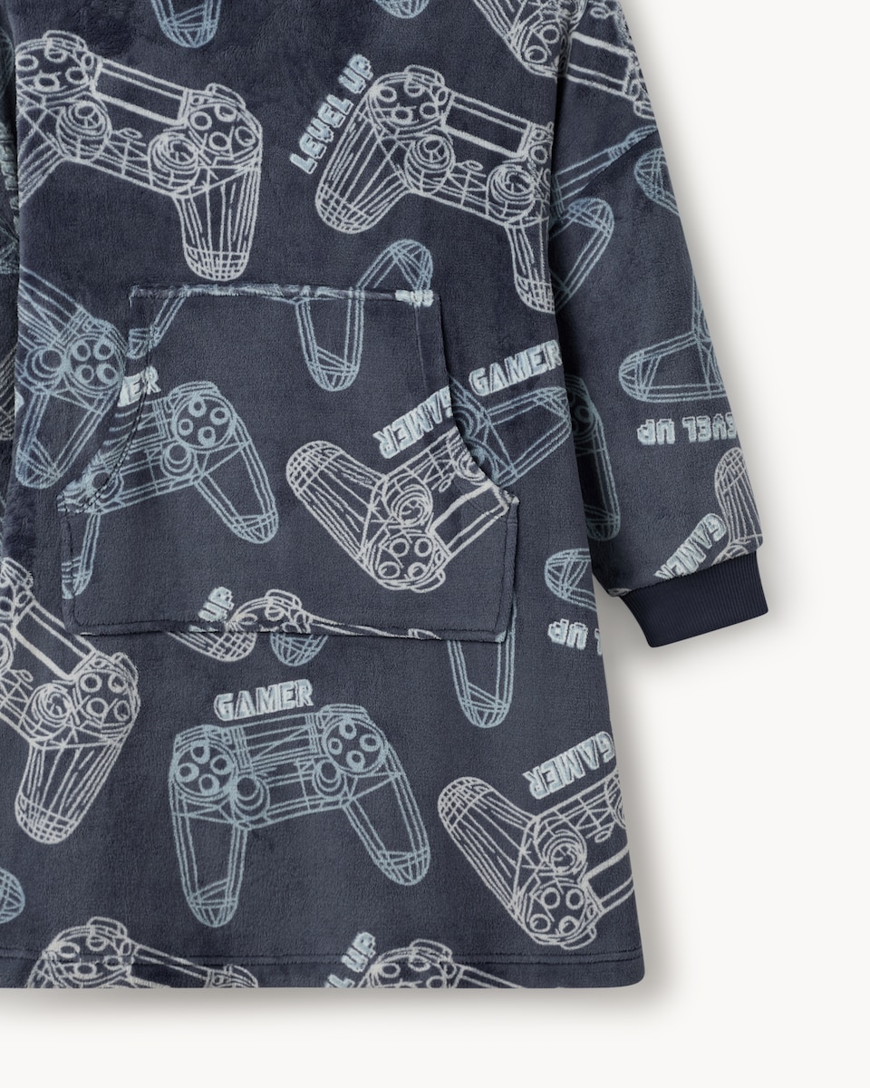 image 1 of F&F Boys Fleece Gaming Hoodie in Navy