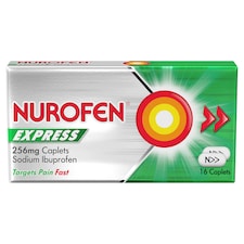 Nurofen Express Sodium Ibuprofen 256mg Pain Relief Caplets 16s