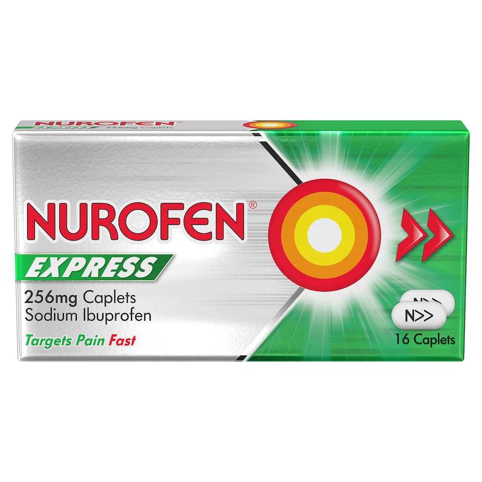 image 1 of Nurofen Express Sodium Ibuprofen 256mg Pain Relief Caplets 16s