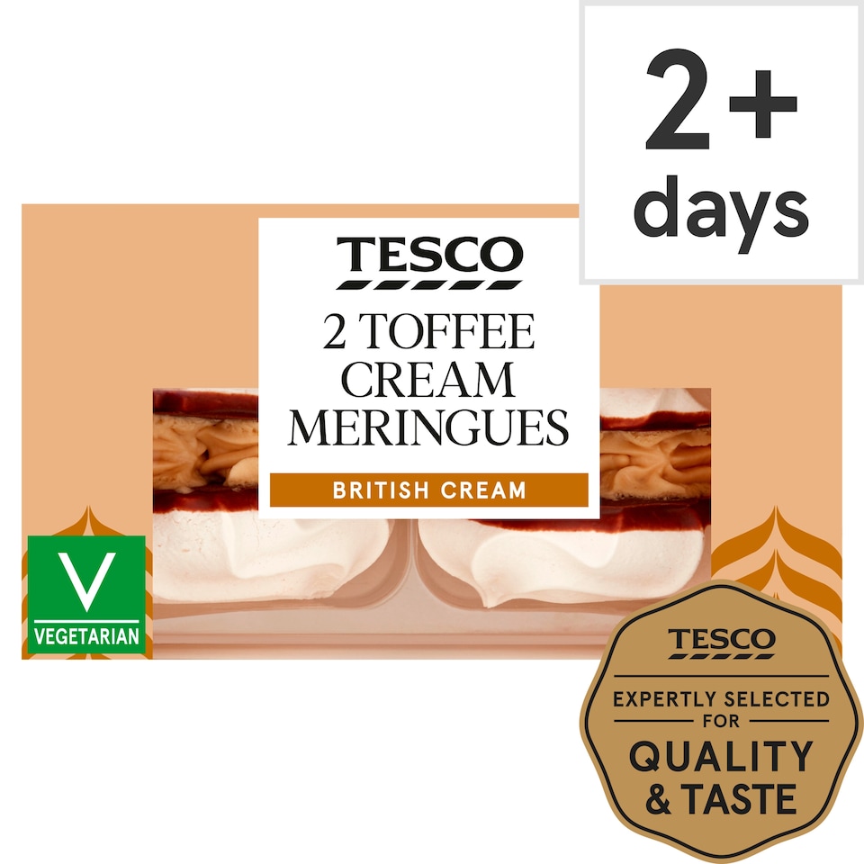 Tesco Fresh Toffee Cream Meringues 2 Pack 60g