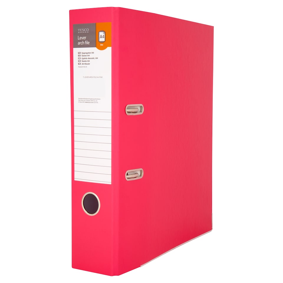 Tesco Lever Arch File Pink