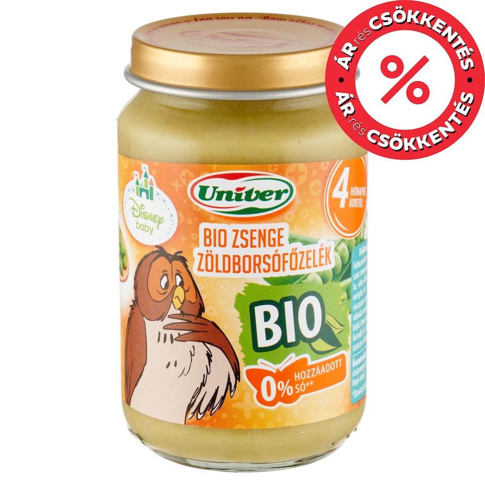 Univer bio zsenge zöldborsófőzelék bébiétel, 4 hónapos kortól 163 g