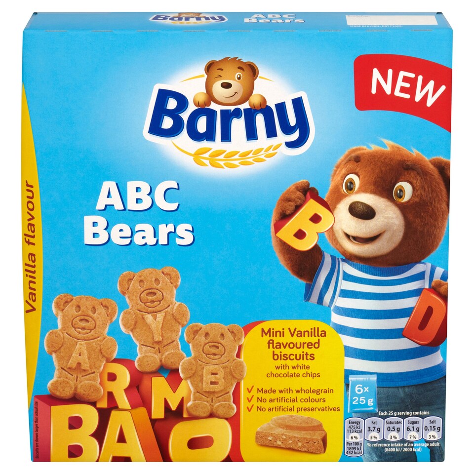 Barny Abc Bears Vanilla Biscuits 150G - Tesco Groceries