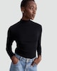 image 1 of F&F Cotton Rich High Neck Long Sleeved Top in Black