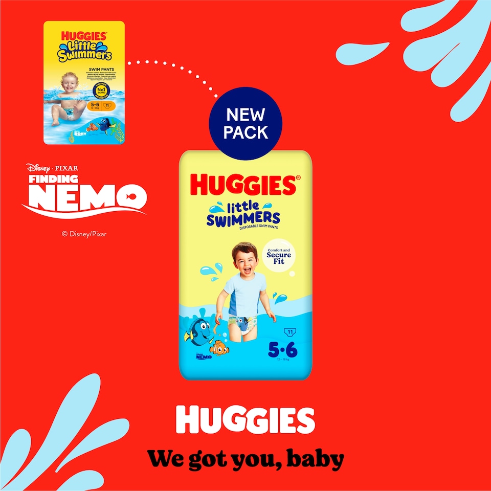 image 1 of Huggies Little Swimmers Size 5-6 Disposable Swim Nappies x11
