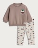 image 1 of F&F Baby 2-Piece Little Pudding Sweatshirt and Leggings Set in Stone