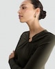 image 1 of F&F Polyamide Ring Detail Long Sleeved Top in Olive