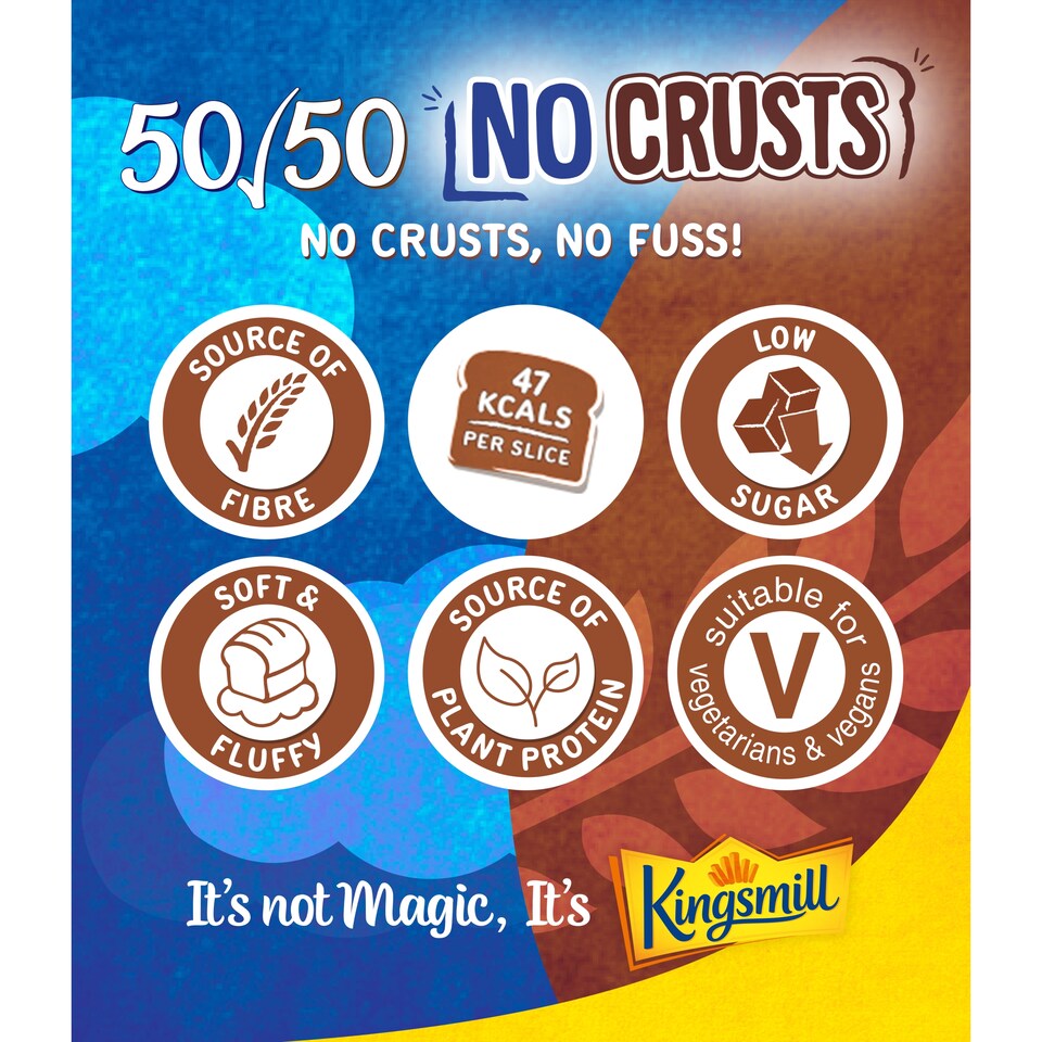 image 1 of Kingsmill 50/50 No Crusts Bread Loaf 400g