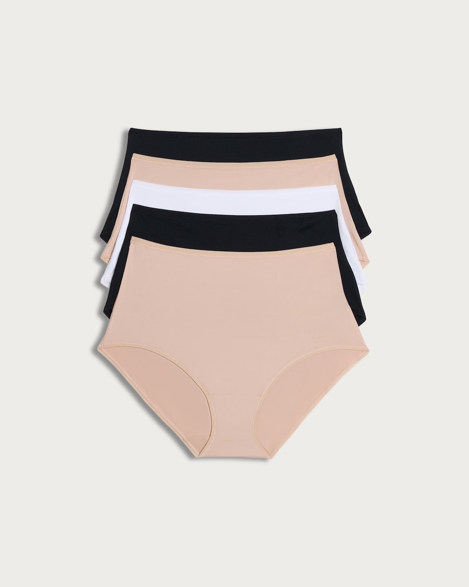 image 1 of F&F 5-Pack Microfibre No VPL Full Brief Knickers in Black