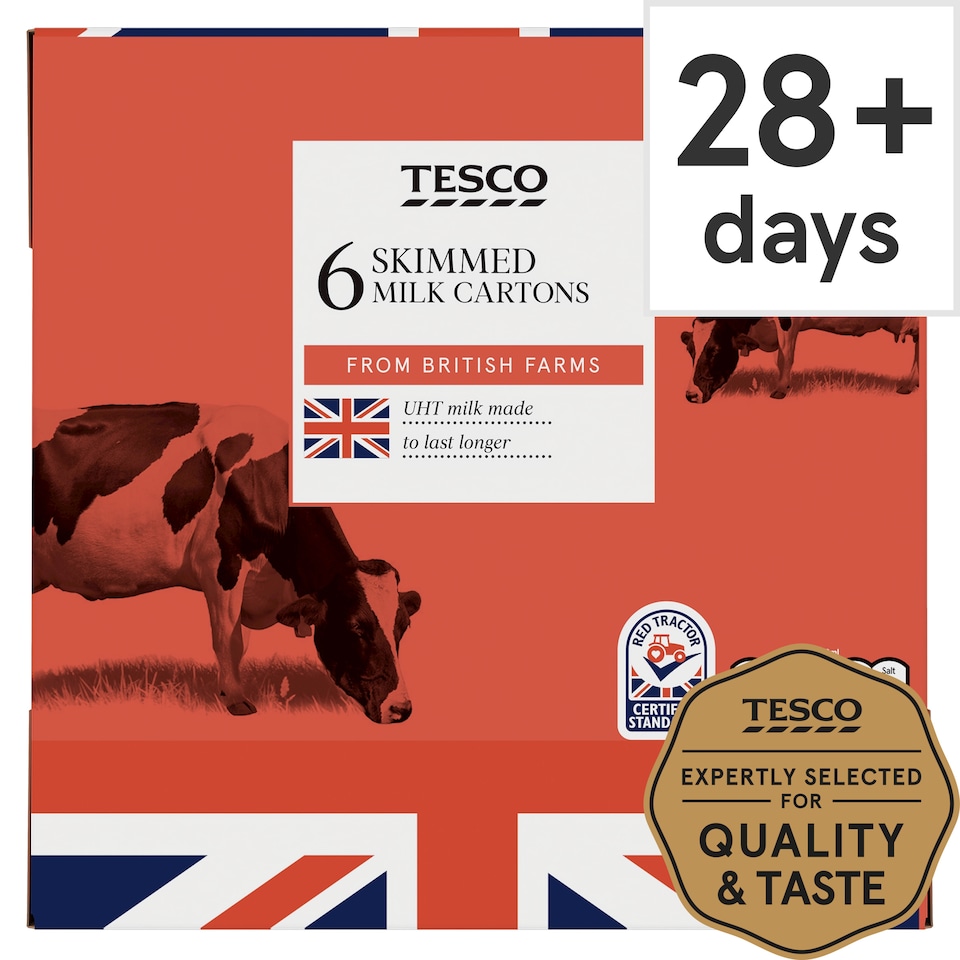 Tesco British Skimmed Uht Milk 6 X 1 Litre