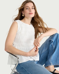 F&F Shirred Tie Side Sleeveless Top in White