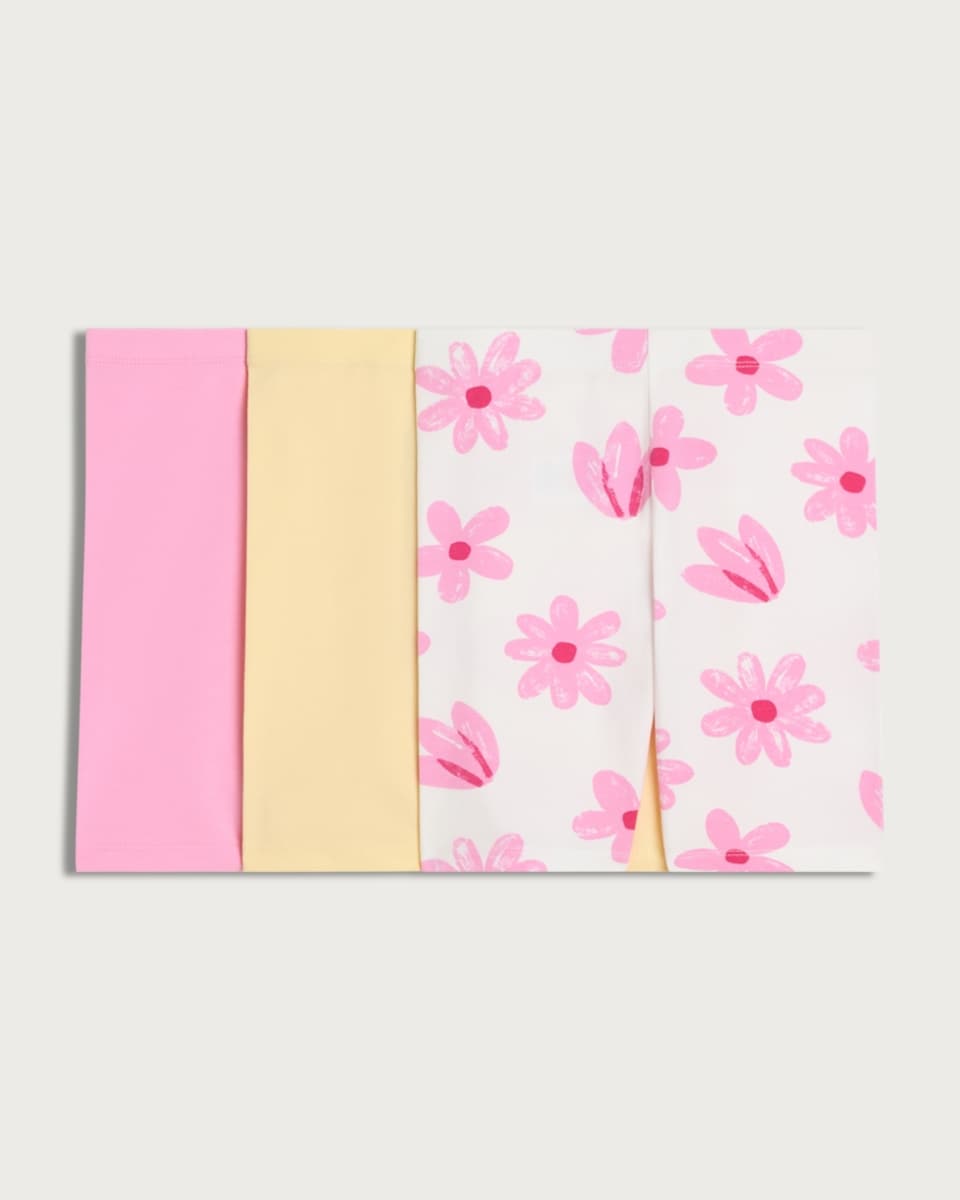 image 1 of F&F Girls 3-Pack Cotton Rich Printed Cycling Shorts in Multi Pink