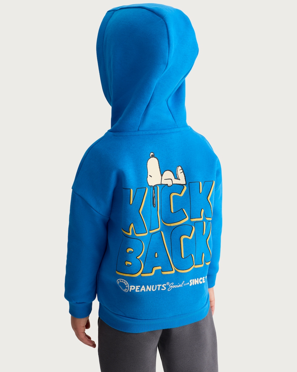 image 1 of Peanuts Snoopy Cotton Rich Social Club Hoodie in Blue