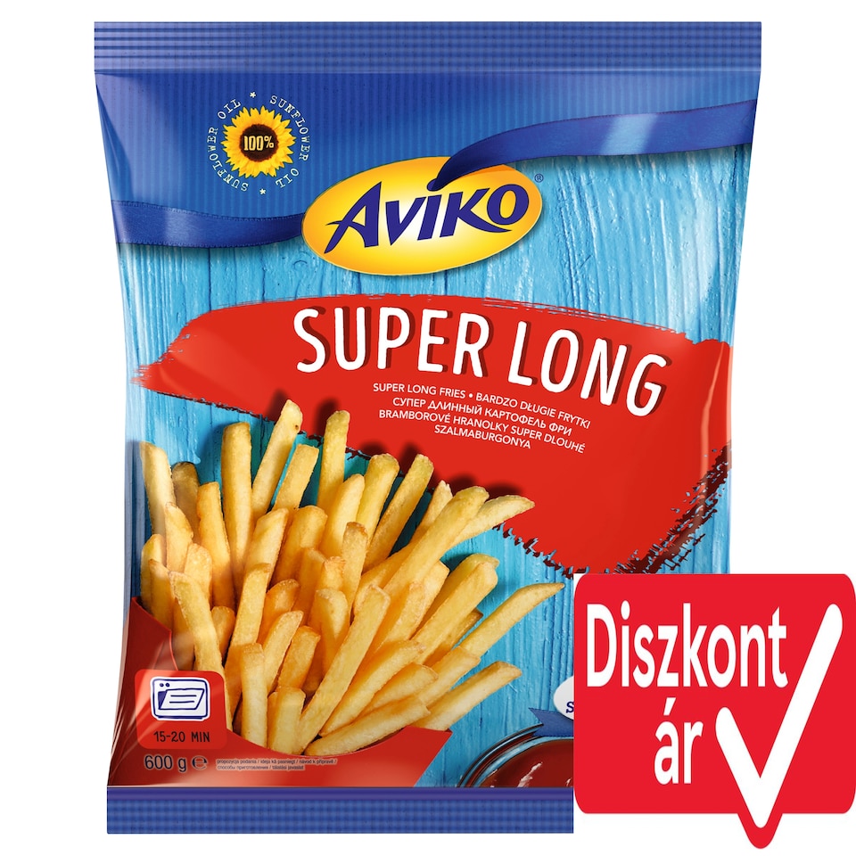 Aviko Super Long elősütött és gyorsfagyasztott szalmaburgonya sütőbe 600 g