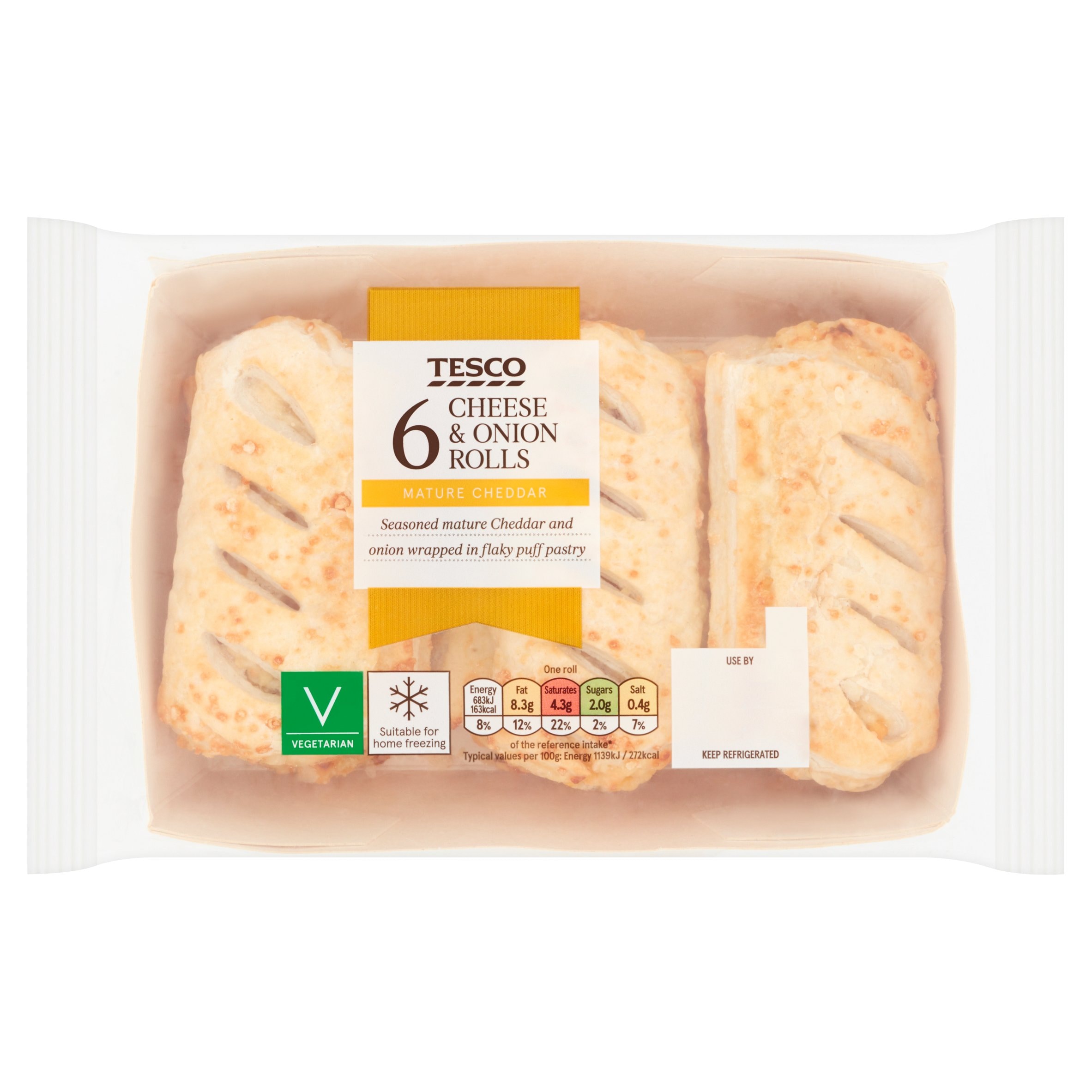 Tesco 6 Pack Cheese & Onion Rolls 360G