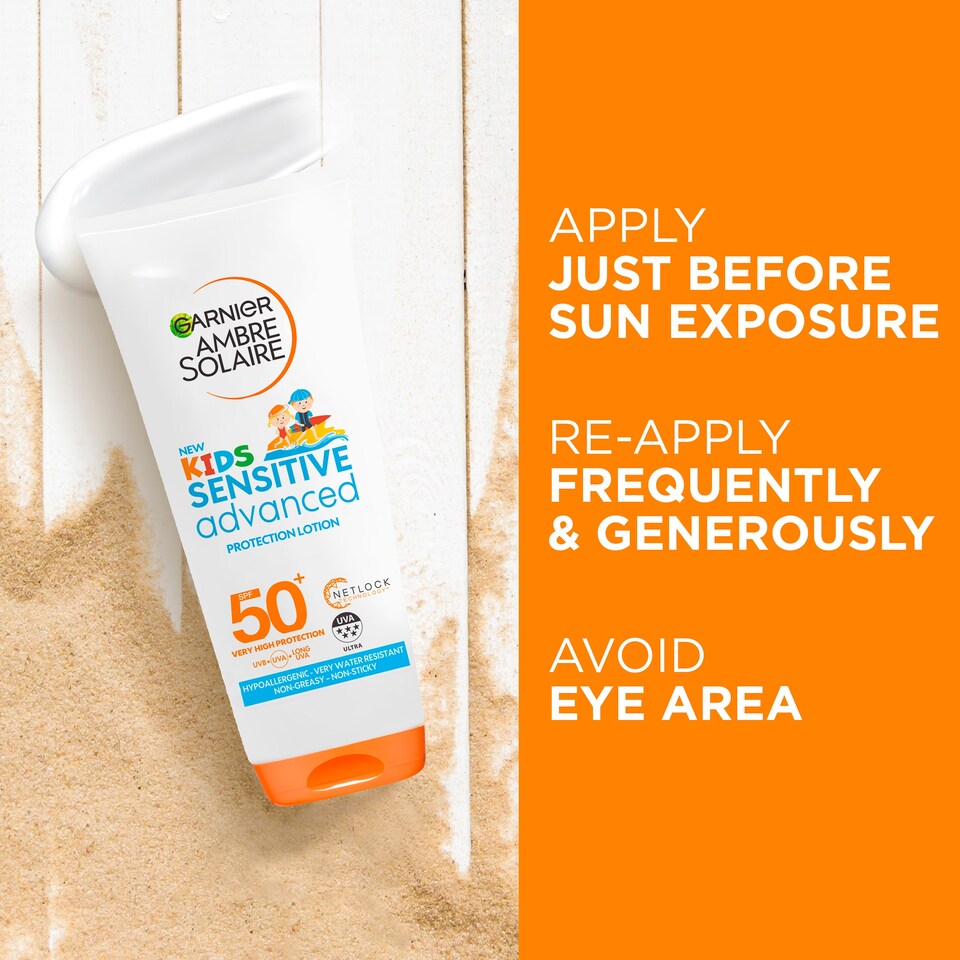 image 1 of Garnier Ambre Solaire Kids Sensitive Advanced Protection Lotion Spf 50 200Ml