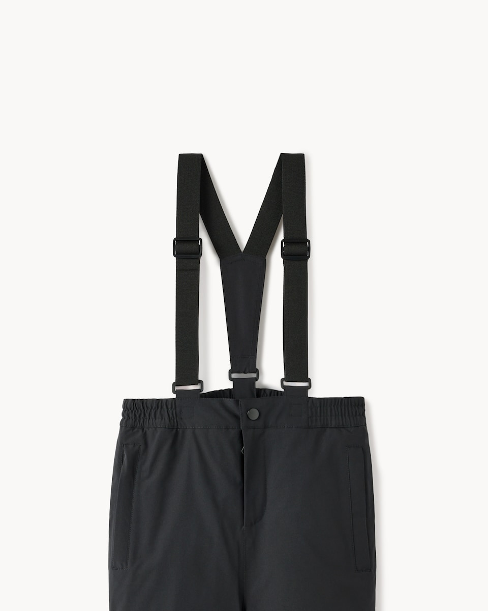 image 1 of F&F Girls Adjustable Strap Waterproof Trousers in Black