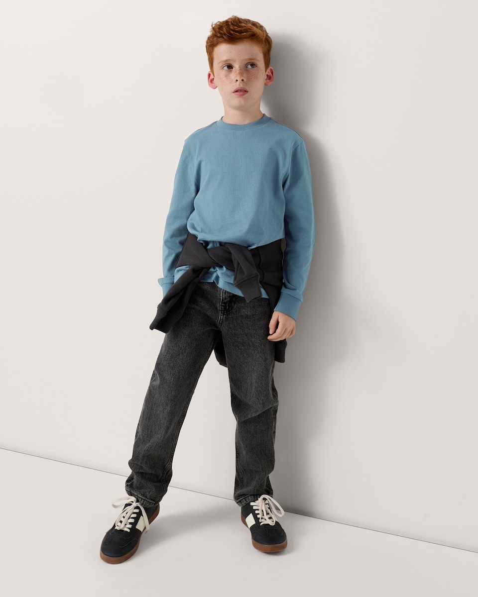 image 1 of F&F Boys Pure Cotton Long Sleeved Top in Blue