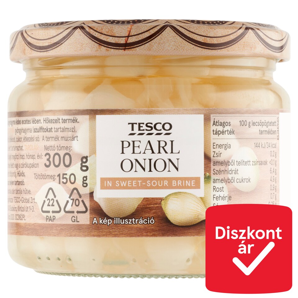 Tesco Pearl Onion in Sweet-Sour Brine 300 g
