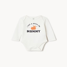F&F Baby Pure Cotton Pumpkin Bodysuit in White