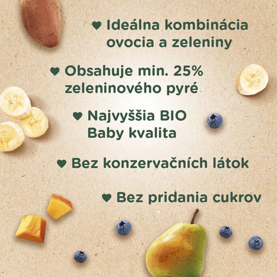 image 1 of Sunar Organic Smícháček Banana, Pear, Blueberry + Pumpkin and Sweet Potato 100 g