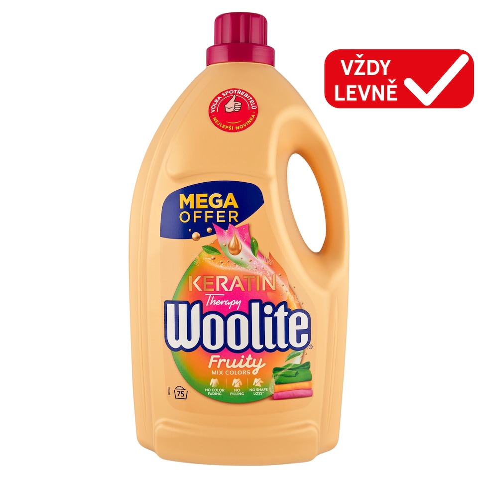 Obrázek 1 pro produkt Woolite Keratin Therapy Fruity tekutý prací přípravek s keratinem 75 praní 4,5l