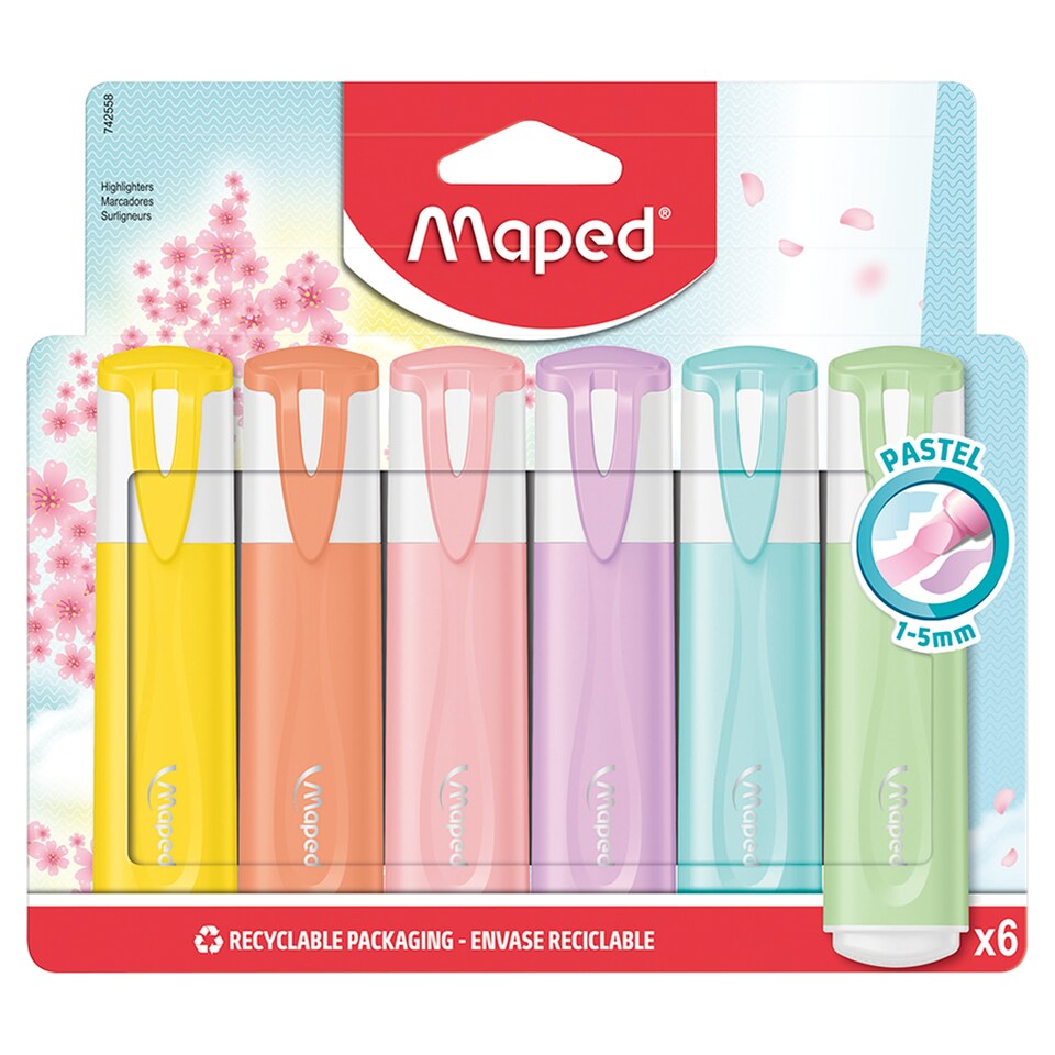 Maped Fluo' Peps Pastel zvýrazňovač 1-5 mm 6 ks