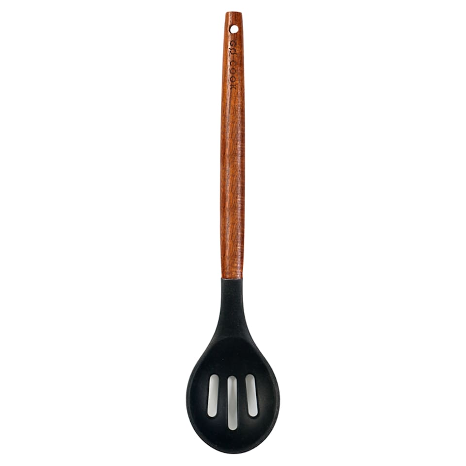Go Cook Acacia Silicone Slotted Spoon Black