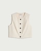 image 4 of F&F Striped Button Up Sleeveless Co-ord Waistcoat in Ecru