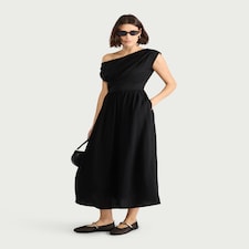 F&F Draped Midi Dress in Black