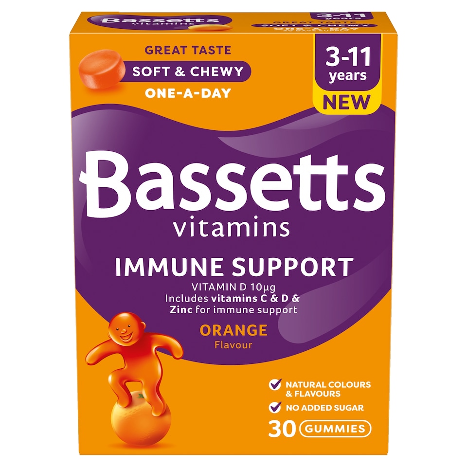 image 1 of Bassetts Vitamins Immune Support Orange Flavour 3-11 Years 30 Gummies