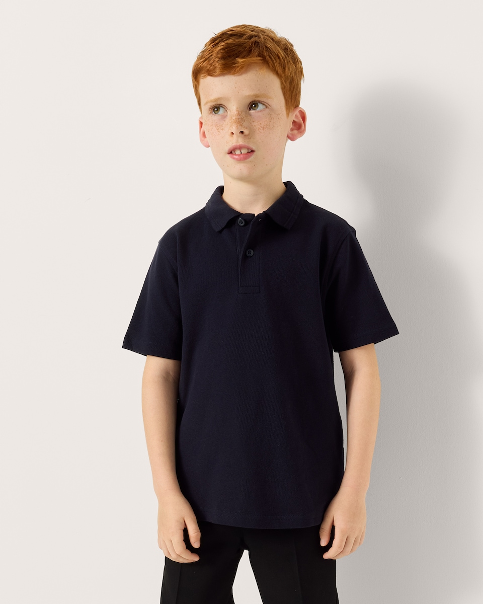 image 1 of F&F School Boys 3-Pack Pure Cotton Regular Fit Polo Shirts in Navy
