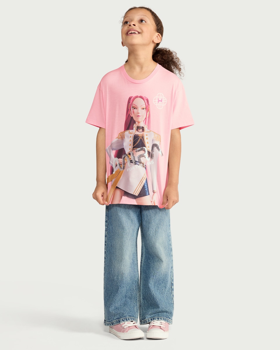 K-Pop Demon Hunters Pure Cotton Mira Print T-Shirt in Pink - Tesco