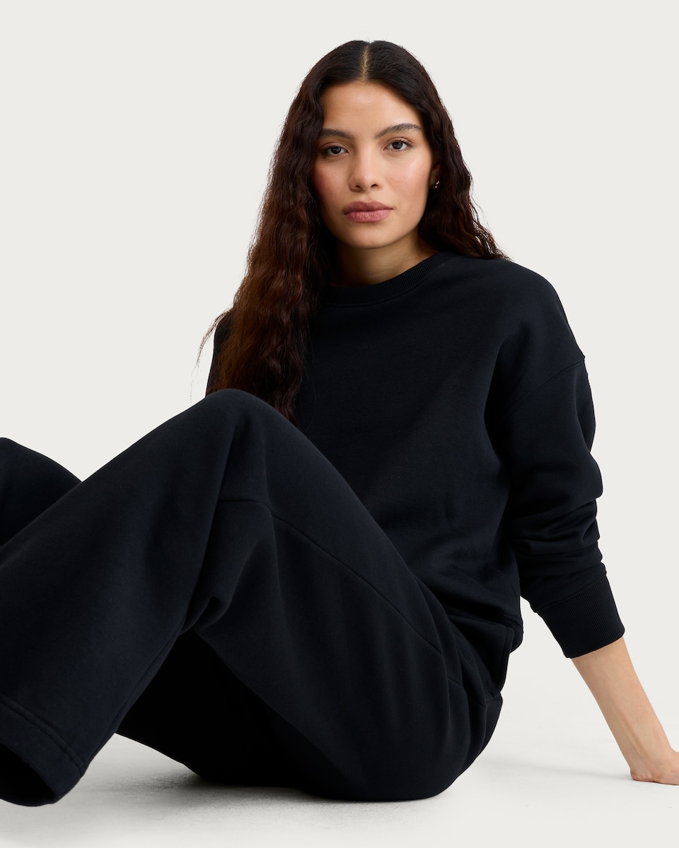 image 1 of F&F Active Cotton Rich Crew Neck Co-ord Sweatshirt in Black
