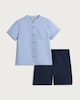 image 4 of F&F Boys 2-Piece Cotton Rich Grandad Shirt and Shorts Set in Navy