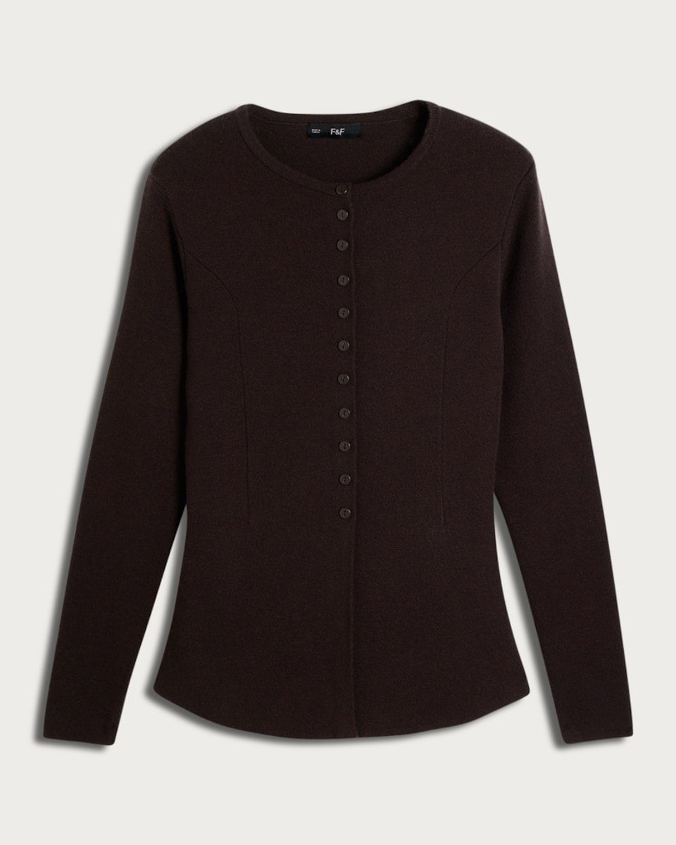 F&F Knitted Button Front Cardigan in Brown