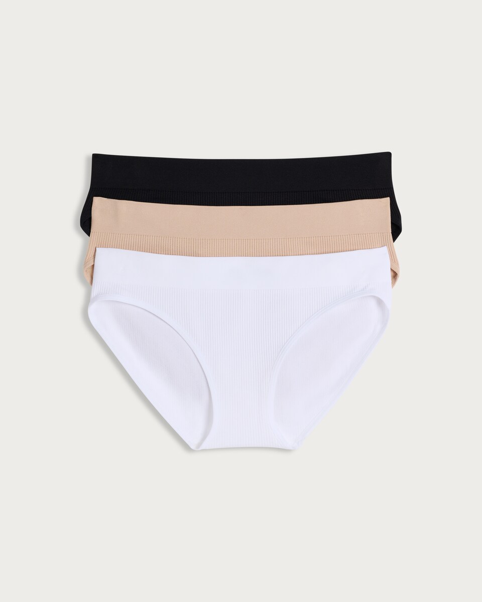 image 1 of F&F 3-Pack Contour Ribbed Seamfree Hipster Knickers in Multi