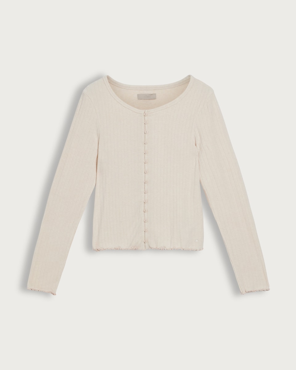 F&F Ribbed Button Front Loungewear Cardigan in Stone
