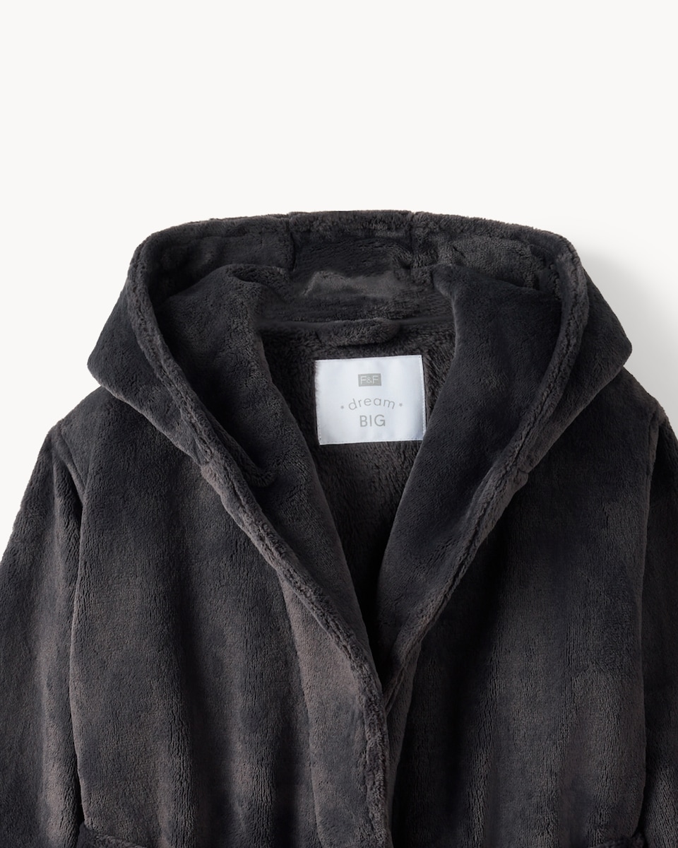 image 1 of F&F Boys Fleece Belted Dressing Gown in Grey