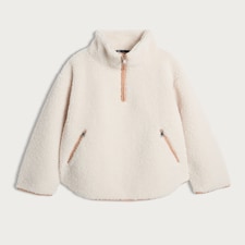 F&F Active Fleece Textured Half Zip Pullover in Cream