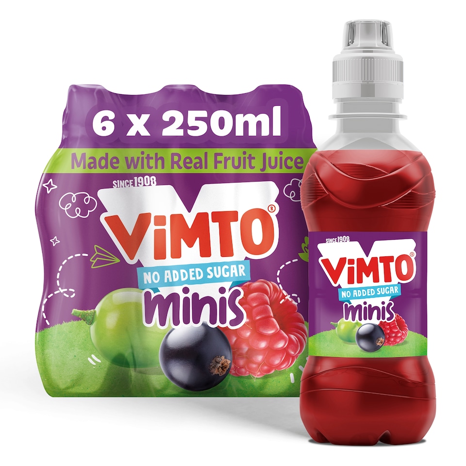 Vimto No Added Sugar Minis Mixed Fruit Juice Drink 6 x 250ml 