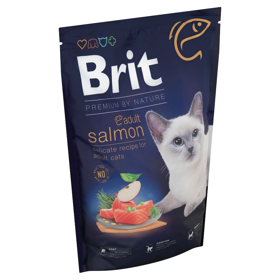 image 1 of Brit Premium by Nature Adult Salmon Complete Cat Food 1.5kg