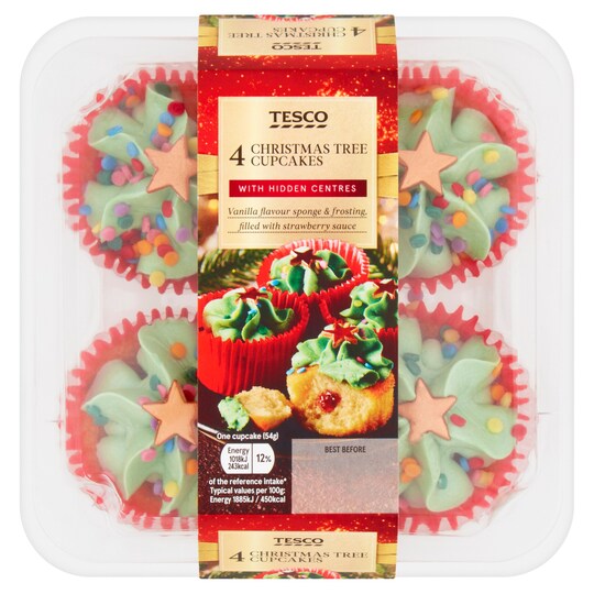 Tesco 4 Christmas Tree Cupcakes Tesco Groceries