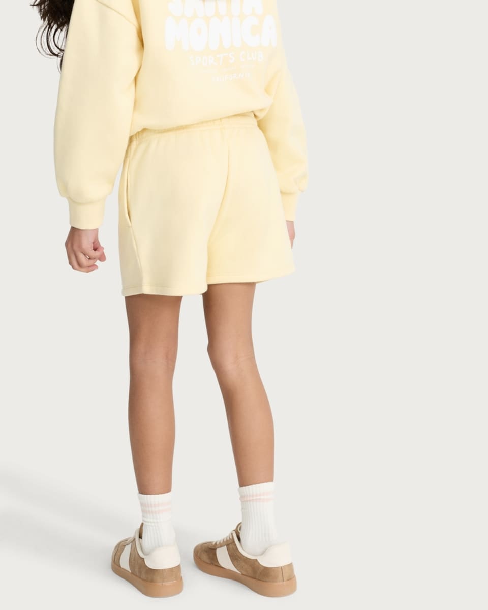 image 1 of F&F Girls Cotton Rich Drawstring Shorts in Yellow