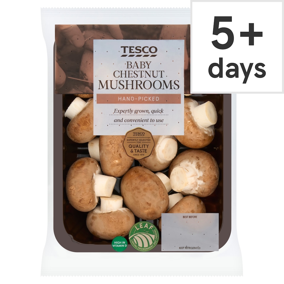 Tesco British Baby Chestnut Mushrooms 150g
