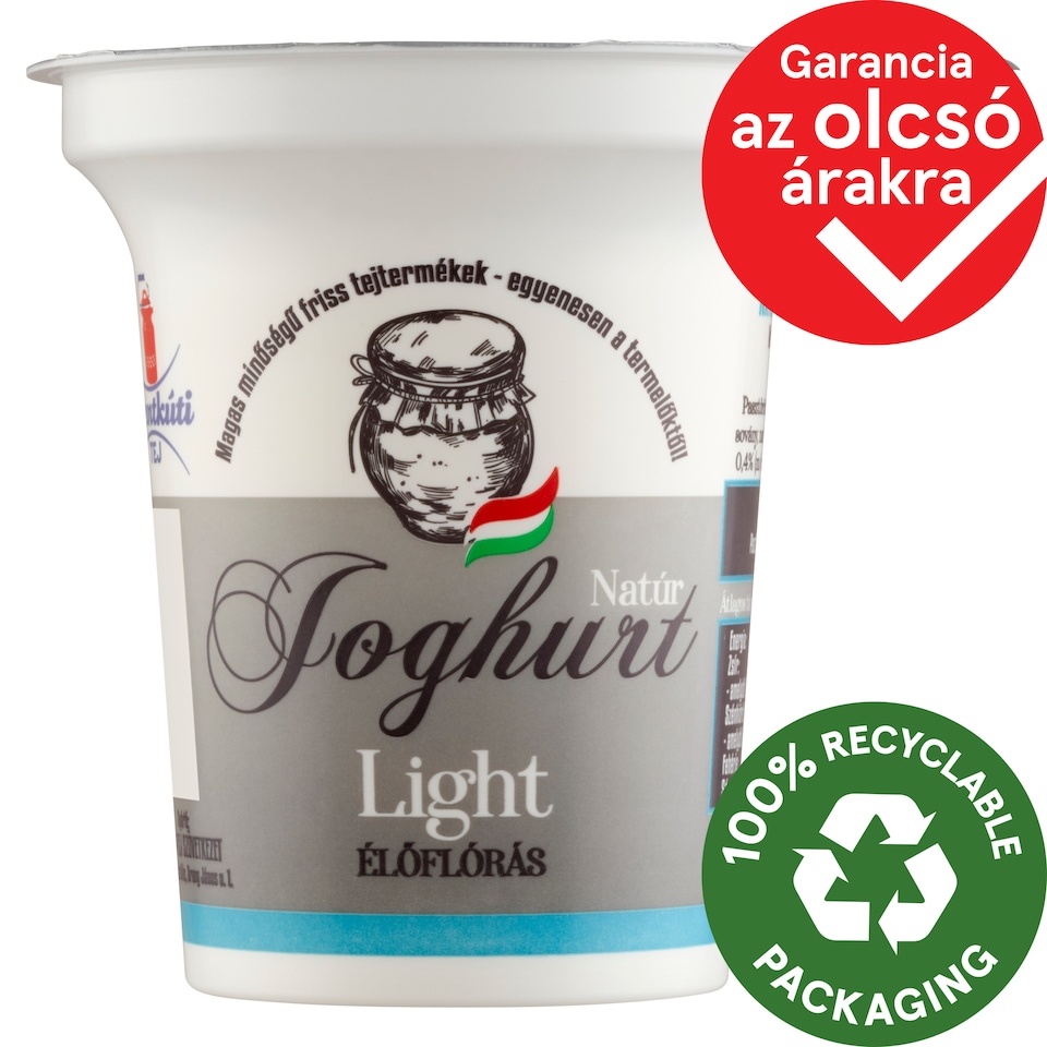 Szentkúti Tej Light élőflórás natúr joghurt 150 g